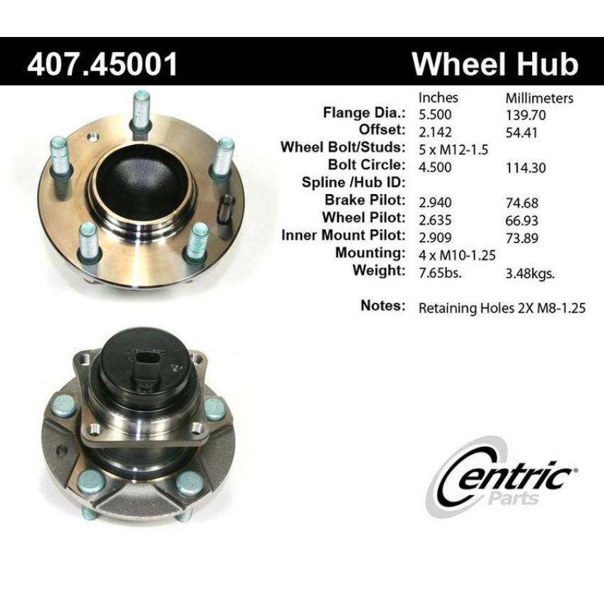 CENTRIC PARTS 407.45001 Centric Premium Hub and Bearing Assembly; With Integral ABS