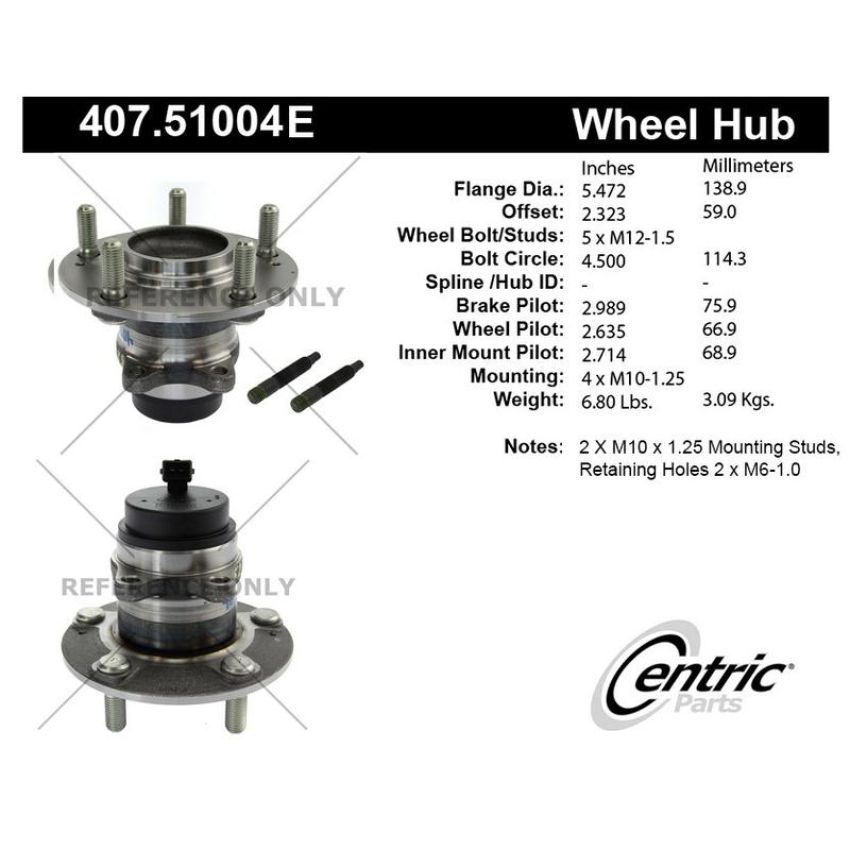 CENTRIC PARTS 407.51004E C-Tek Standard Hub and Bearing Assembly; With Integral ABS