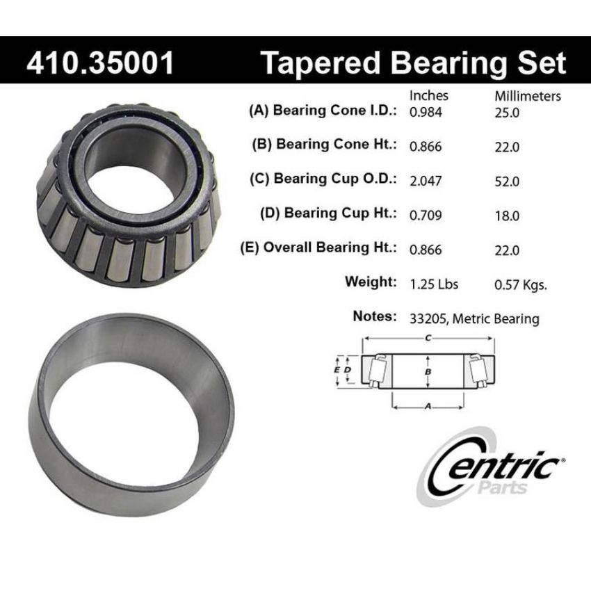 CENTRIC PARTS 410.35001 Centric Premium Wheel Bearing and Race Set