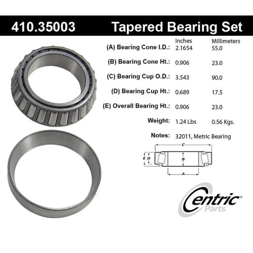 CENTRIC PARTS 410.35003 Centric Premium Wheel Bearing and Race Set