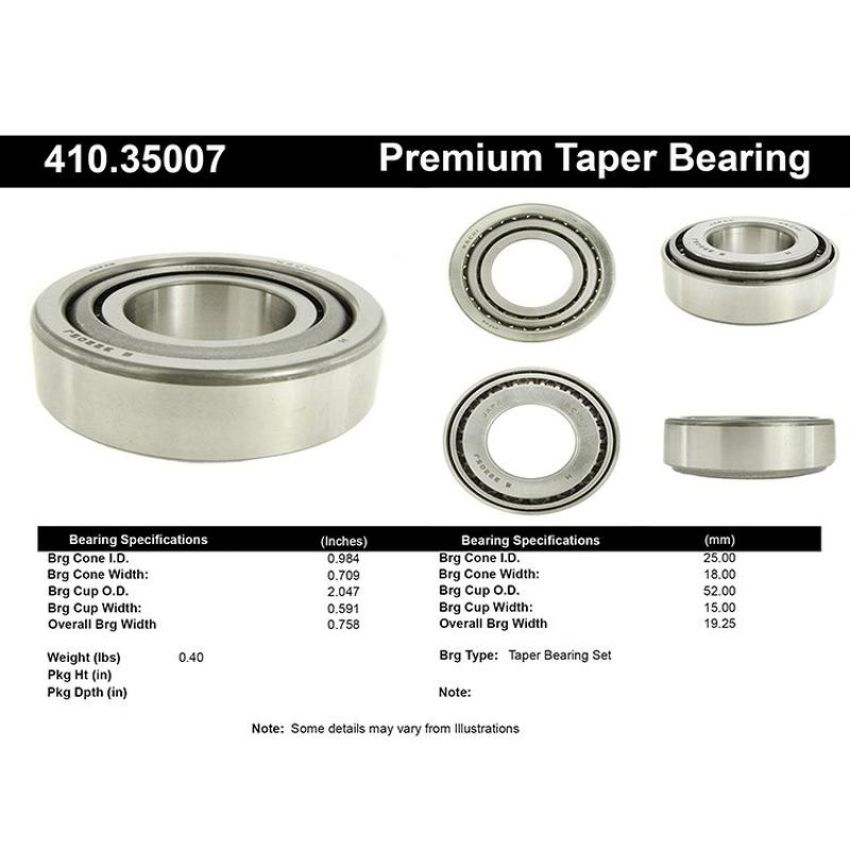 CENTRIC PARTS 410.35007 Centric Premium Wheel Bearing and Race Set
