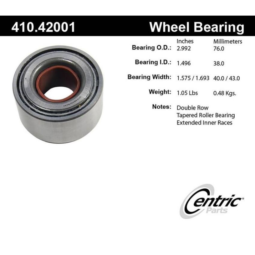 CENTRIC PARTS 410.42001 Centric Premium Wheel Bearing and Race Set