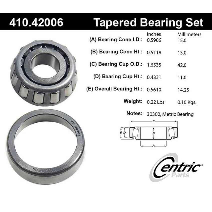CENTRIC PARTS 410.42006 Centric Premium Wheel Bearing and Race Set
