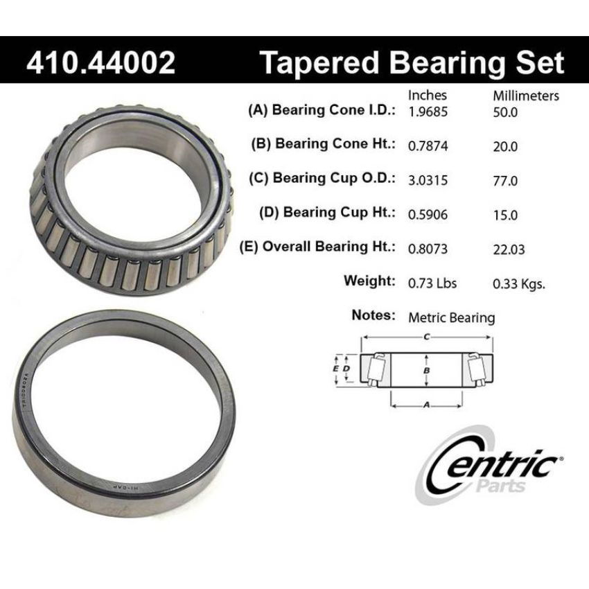 CENTRIC PARTS 410.44002 Centric Premium Wheel Bearing and Race Set