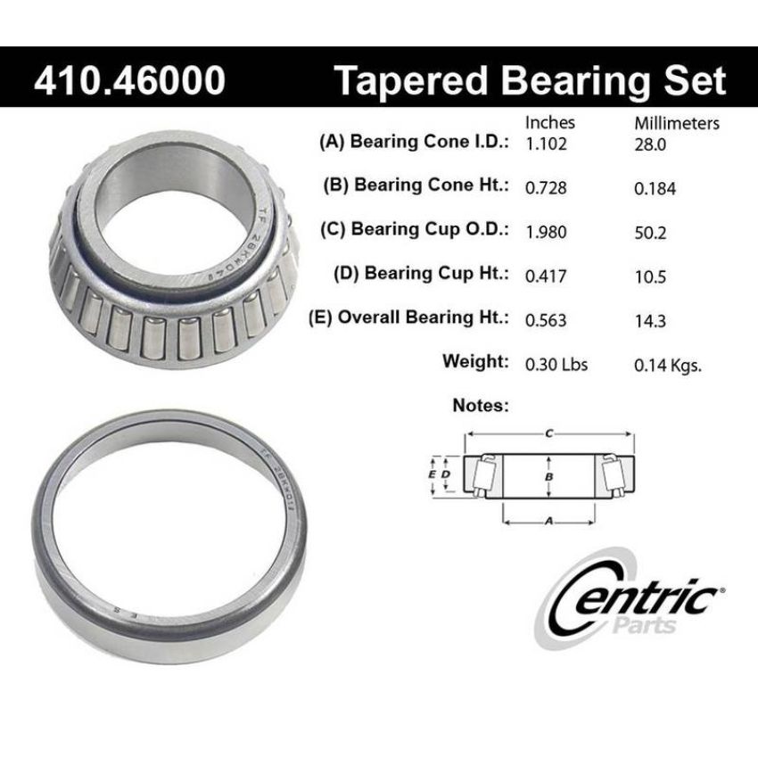 CENTRIC PARTS 410.46000 Centric Premium Wheel Bearing and Race Set