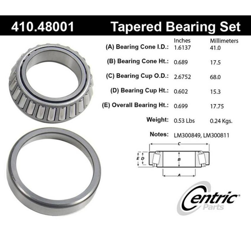 CENTRIC PARTS 410.48001 Centric Premium Wheel Bearing and Race Set