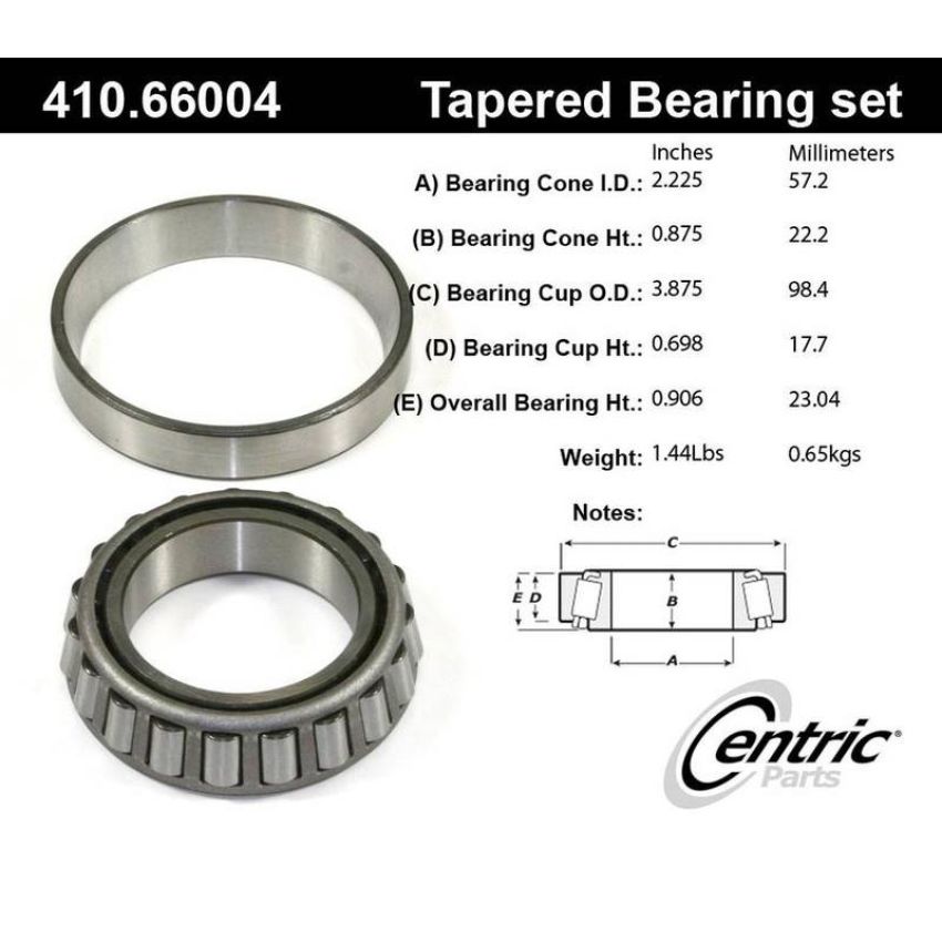 CENTRIC PARTS 410.66004 Centric Premium Wheel Bearing and Race Set