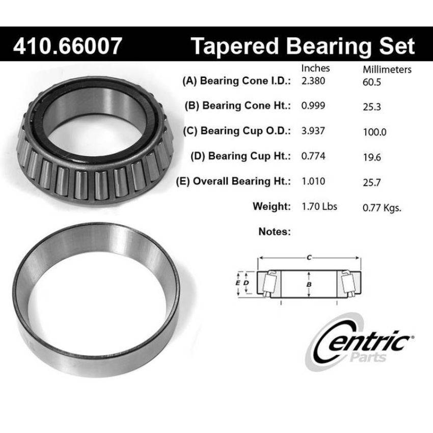 CENTRIC PARTS 410.66007 Centric Premium Wheel Bearing and Race Set