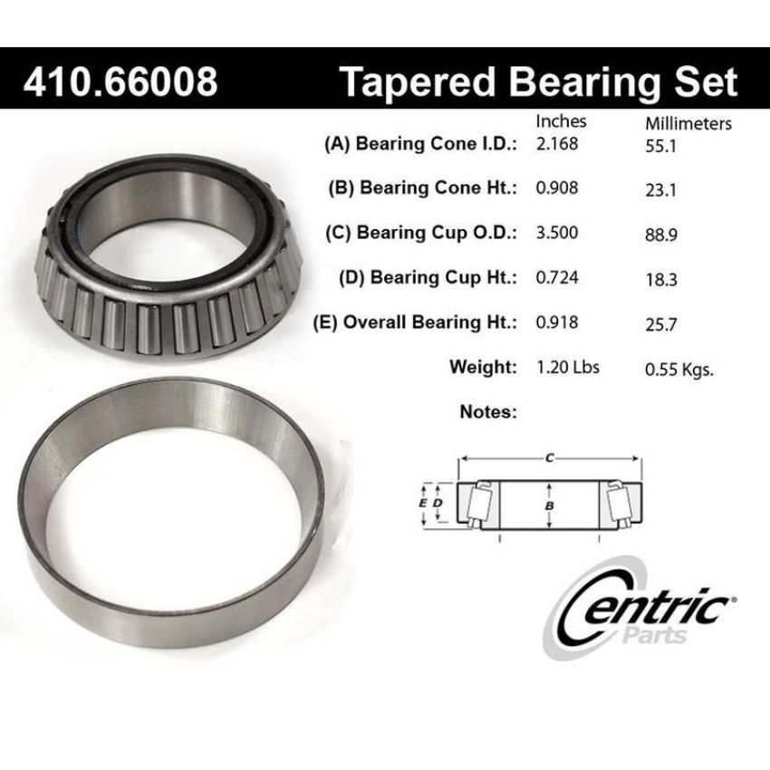 CENTRIC PARTS 410.66008 Centric Premium Wheel Bearing and Race Set