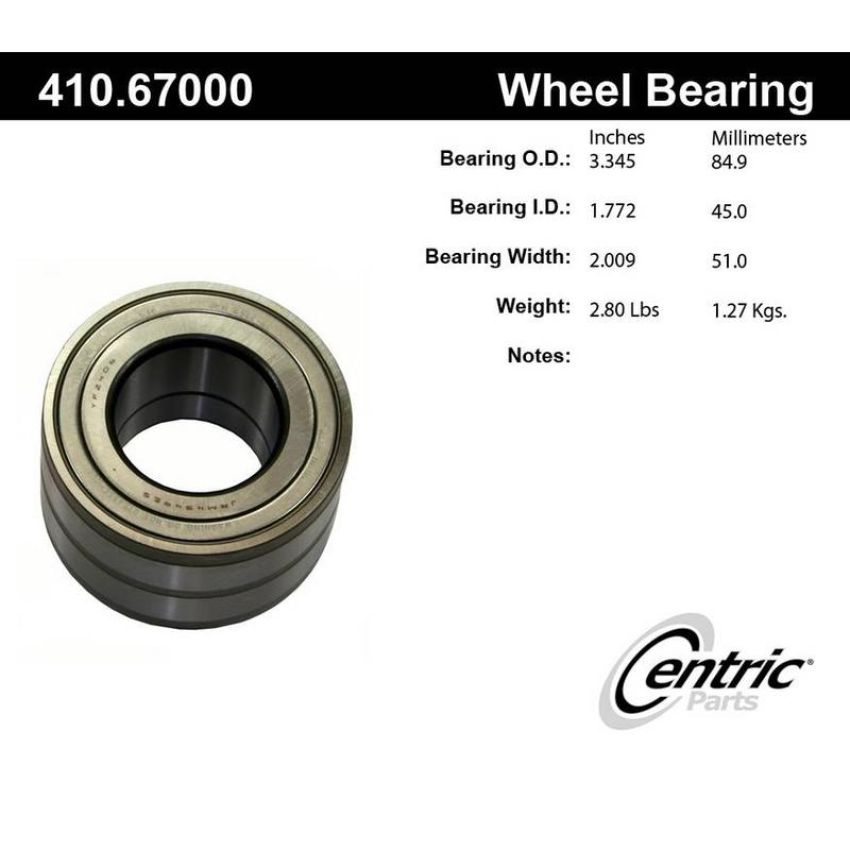 CENTRIC PARTS 410.67000 Centric Premium Wheel Bearing and Race Set