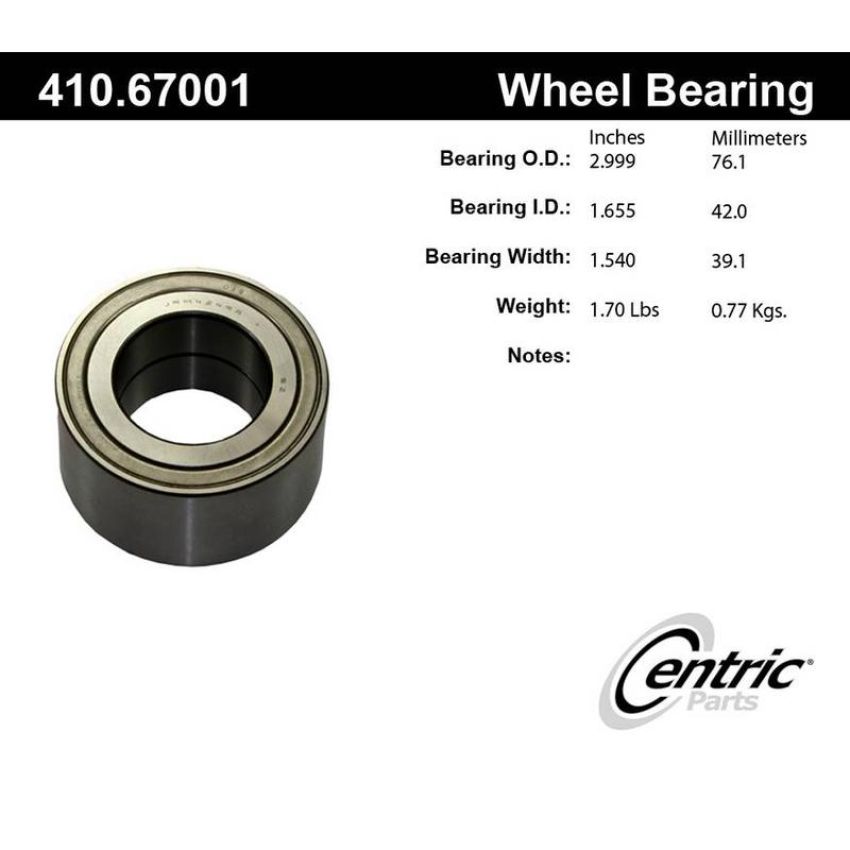 CENTRIC PARTS 410.67001 Centric Premium Wheel Bearing and Race Set