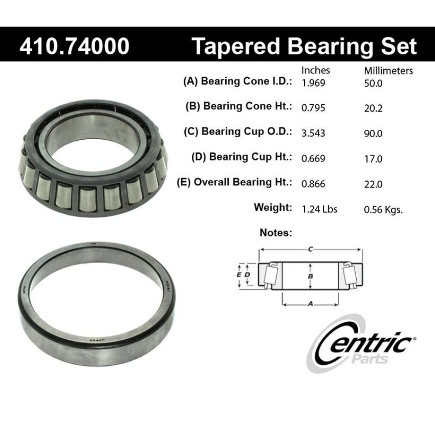 CENTRIC PARTS 410.74000 Centric Premium Wheel Bearing and Race Set