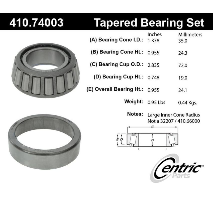 CENTRIC PARTS 410.74003 Centric Premium Wheel Bearing and Race Set