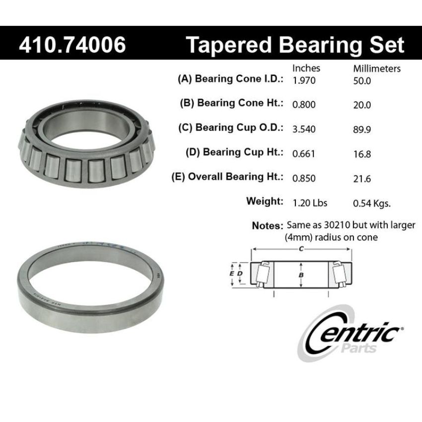 CENTRIC PARTS 410.74006 Centric Premium Wheel Bearing and Race Set