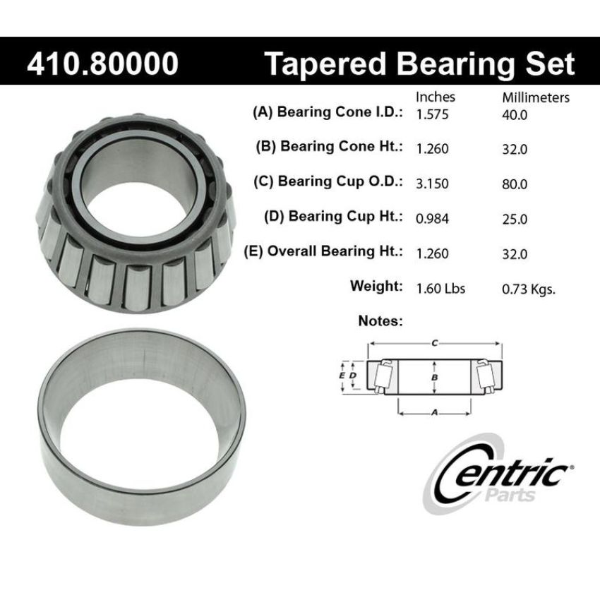 CENTRIC PARTS 410.80000 Centric Premium Wheel Bearing and Race Set