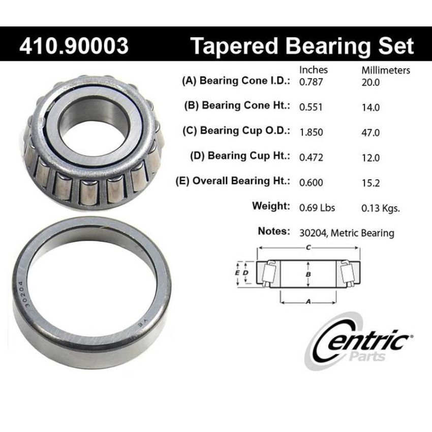 CENTRIC PARTS 410.90003 Centric Premium Wheel Bearing and Race Set