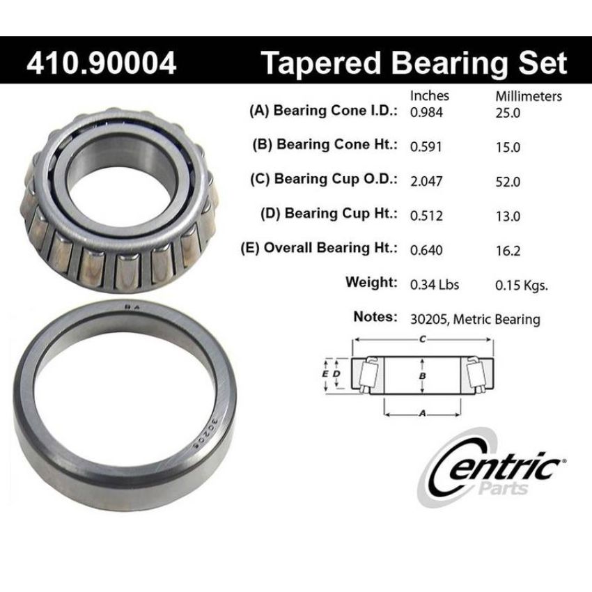 CENTRIC PARTS 410.90004 Centric Premium Wheel Bearing and Race Set