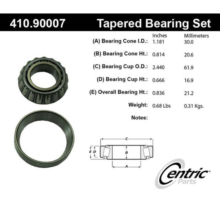 CENTRIC PARTS 410.90007 Centric Premium Wheel Bearing and Race Set