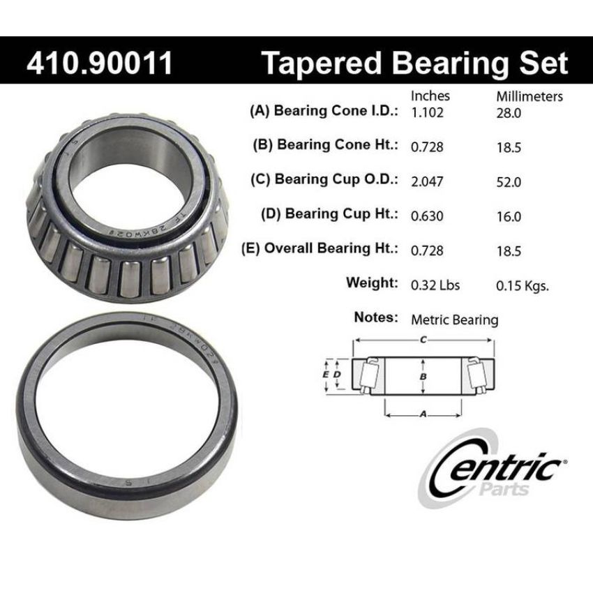 CENTRIC PARTS 410.90011 Centric Premium Wheel Bearing and Race Set