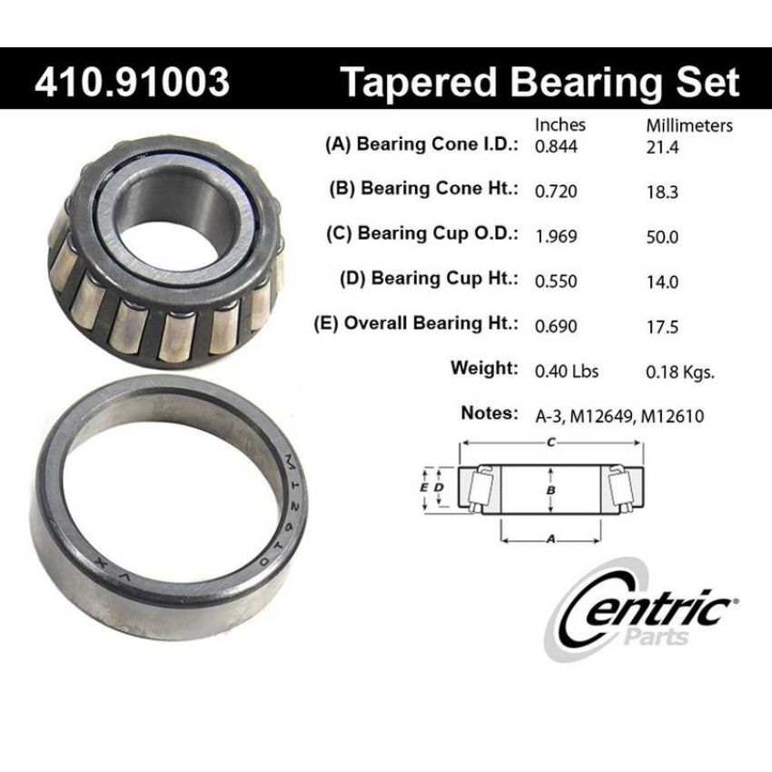 CENTRIC PARTS 410.91003 Centric Premium Wheel Bearing and Race Set