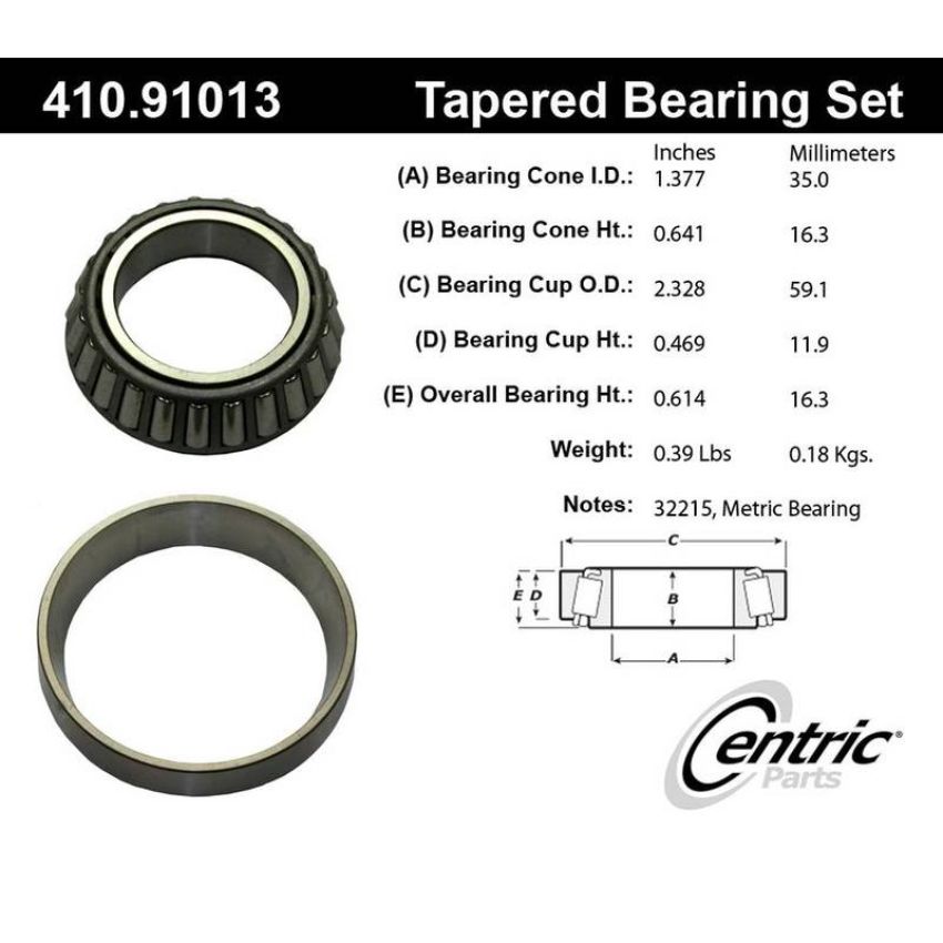 CENTRIC PARTS 410.91013 Centric Premium Wheel Bearing and Race Set