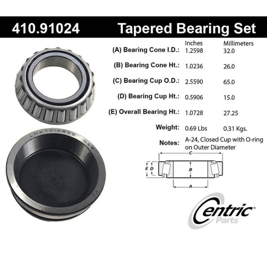 CENTRIC PARTS 410.91024E C-Tek Standard Wheel Bearing and Race Set