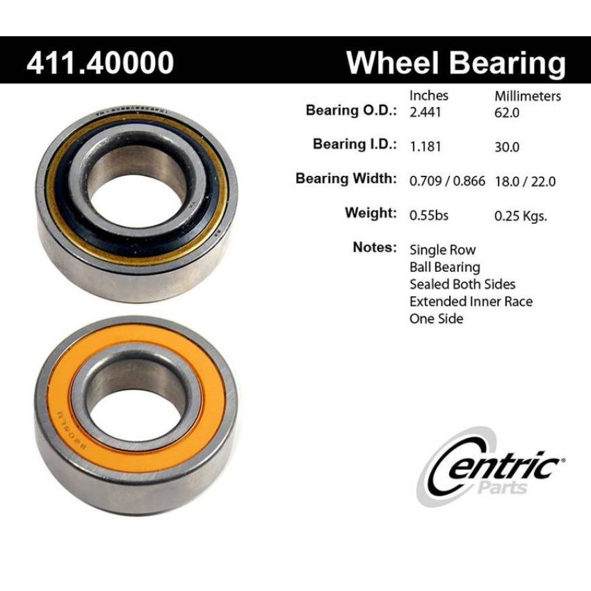 CENTRIC PARTS 411.40000 Centric Premium Axle Shaft Bearing Assembly Single Row