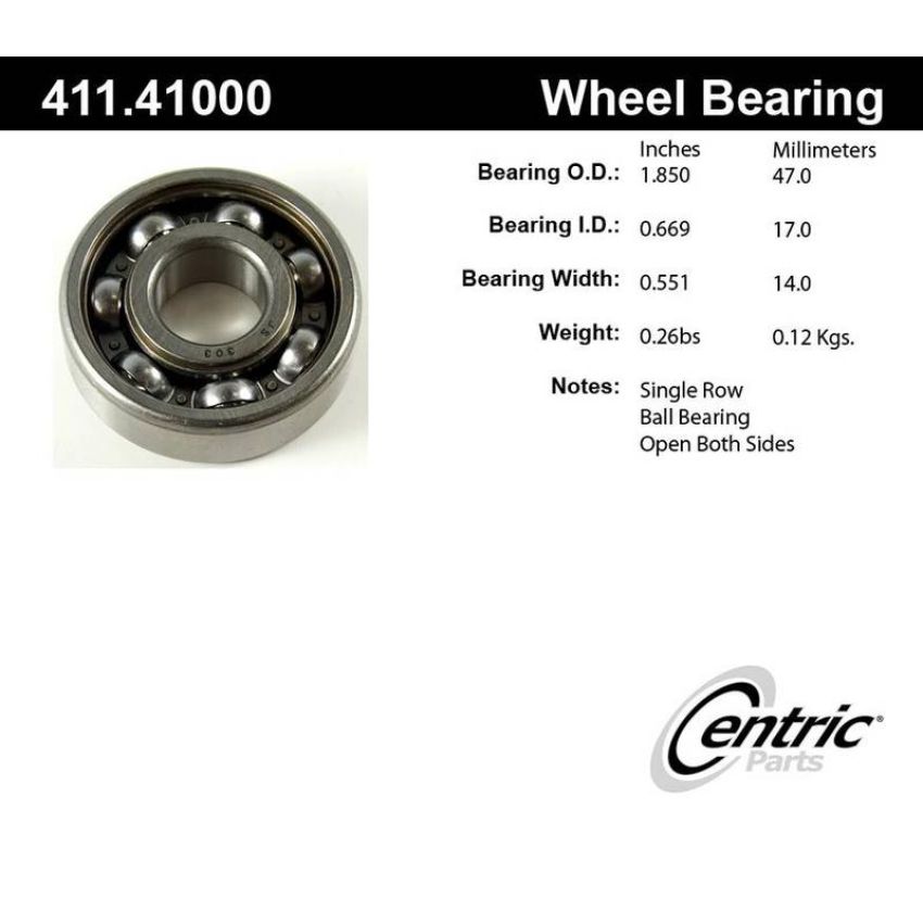 CENTRIC PARTS 411.41000 Centric Premium Axle Shaft Bearing Single Row