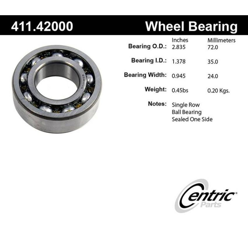 CENTRIC PARTS 411.42000 Centric Premium Axle Shaft Bearing Single Row
