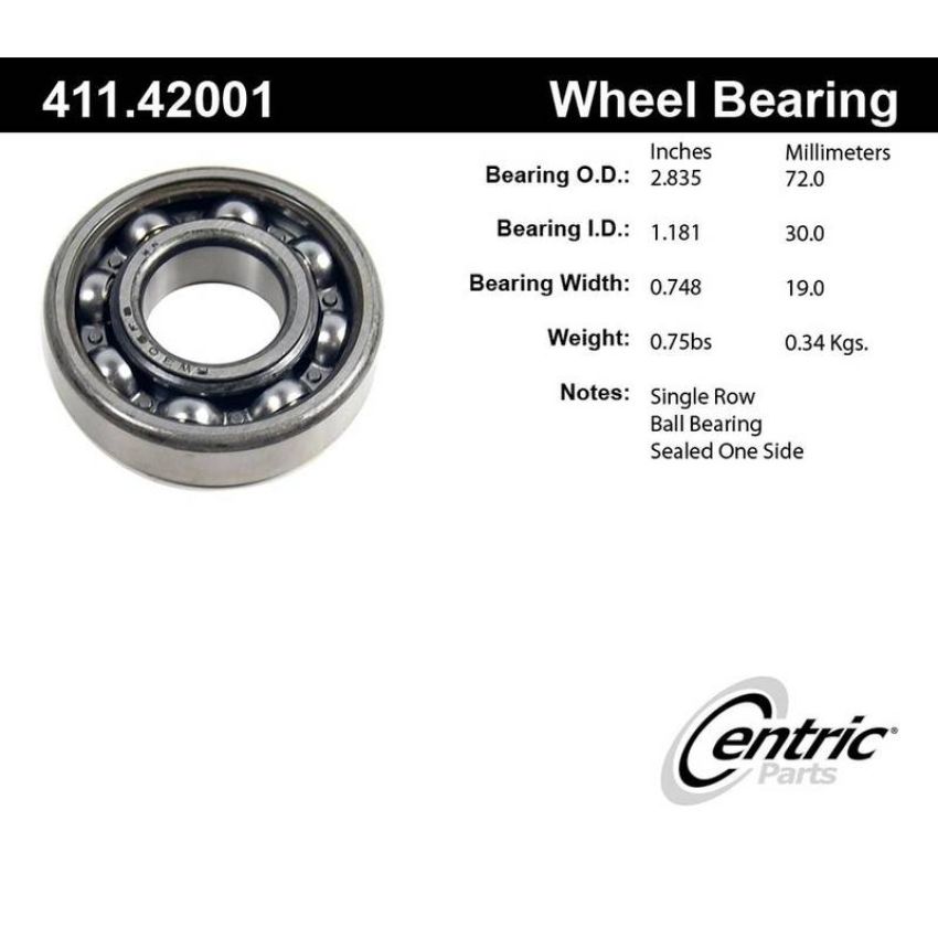 CENTRIC PARTS 411.42001 Centric Premium Axle Shaft Bearing Single Row