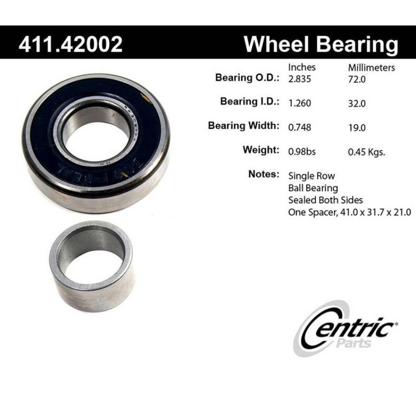 CENTRIC PARTS 411.42002 Centric Premium Axle Shaft Bearing Single Row