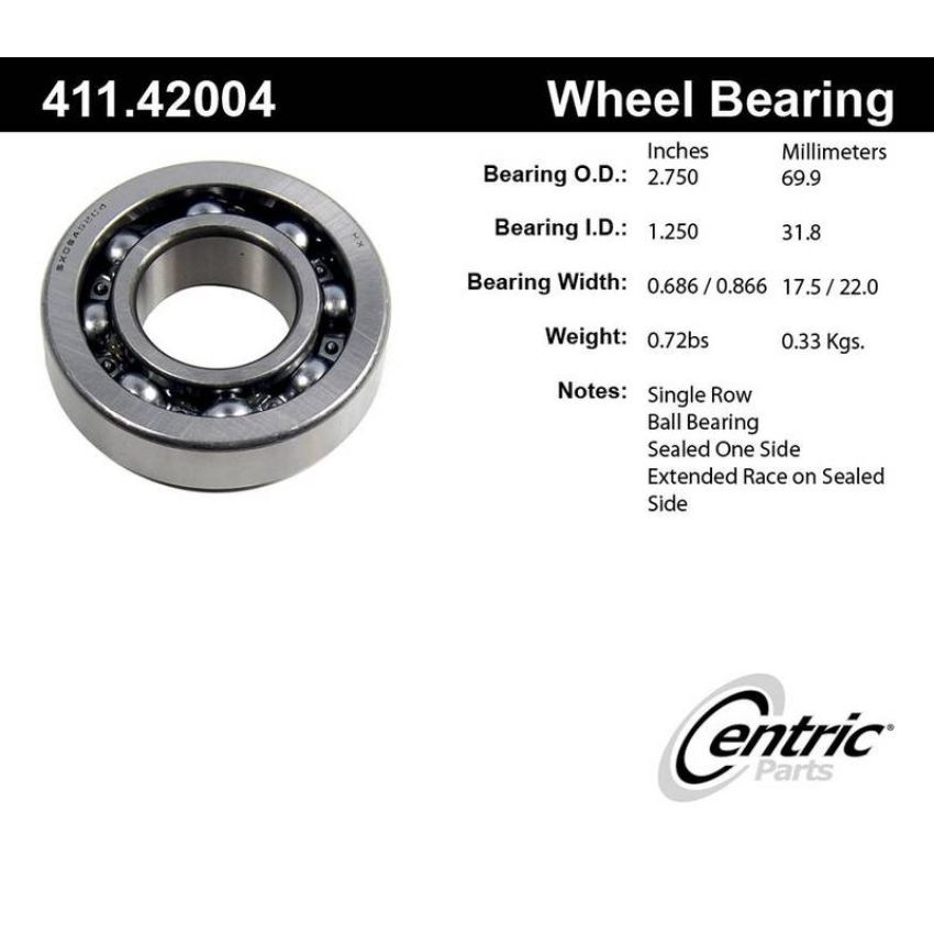 CENTRIC PARTS 411.42004 Centric Premium Axle Shaft Bearing Single Row