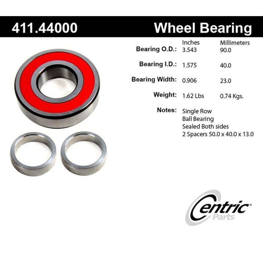CENTRIC PARTS 411.44000 Centric Premium Axle Shaft Bearing Single Row