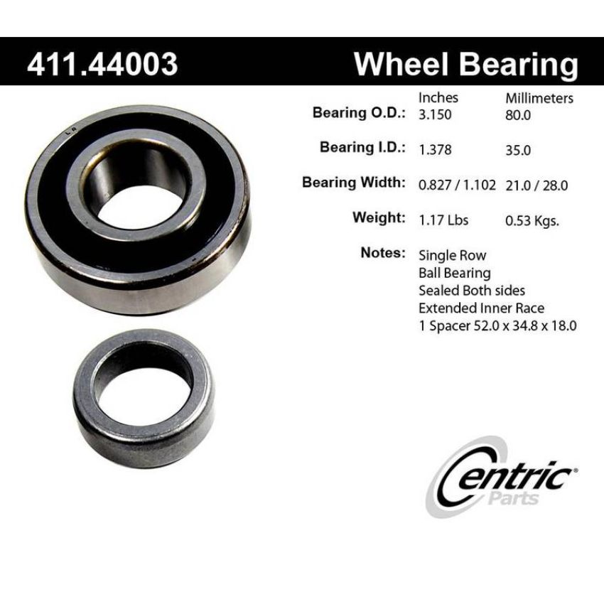 CENTRIC PARTS 411.44003E C-Tek Standard Axle Shaft Bearing Single Row