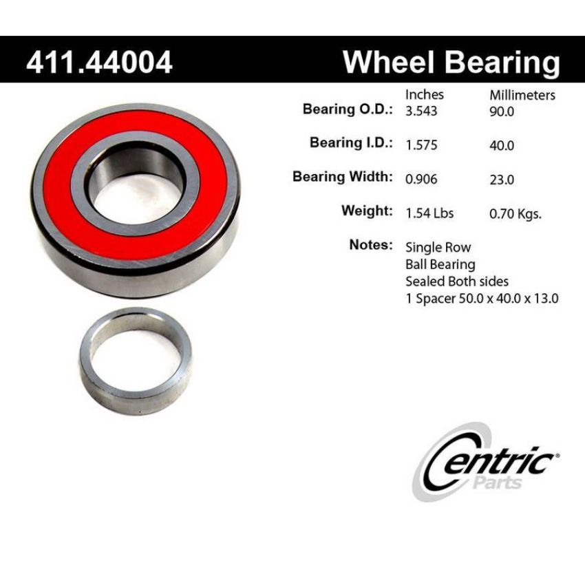 CENTRIC PARTS 411.44004 Centric Premium Axle Shaft Bearing Single Row