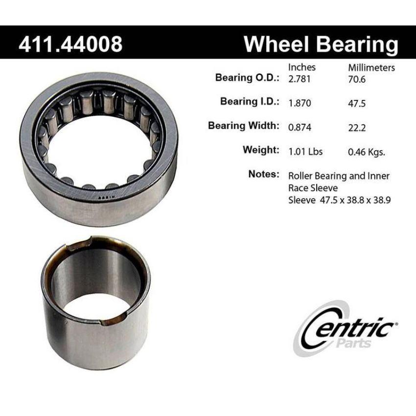 CENTRIC PARTS 411.44008 Centric Premium Axle Shaft Bearing Single Row
