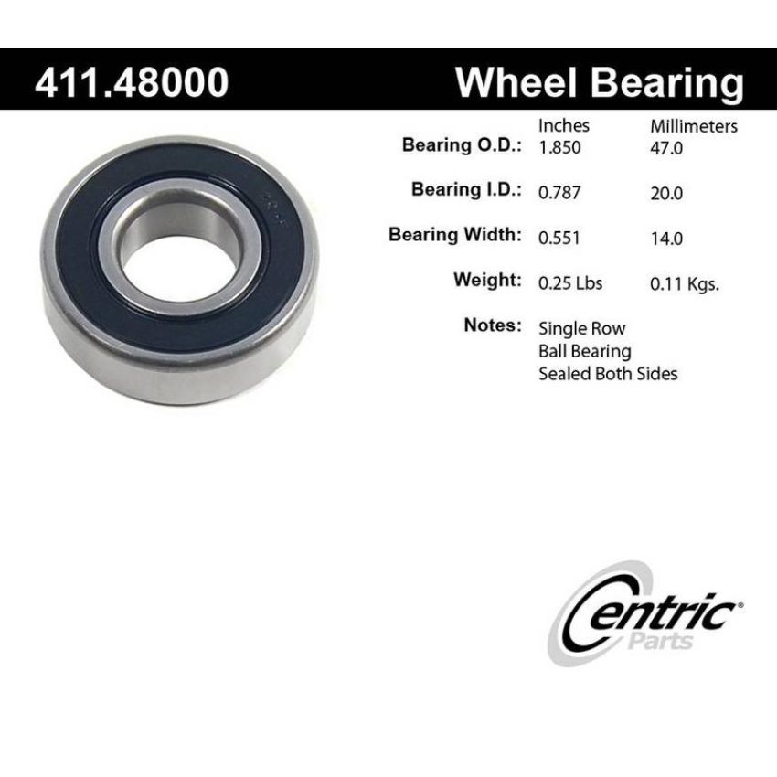 CENTRIC PARTS 411.48000E C-Tek Standard Axle Shaft Bearing Single Row