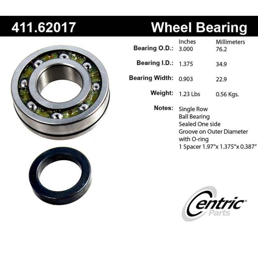 CENTRIC PARTS 411.62017 Centric Premium Axle Shaft Bearing Single Row