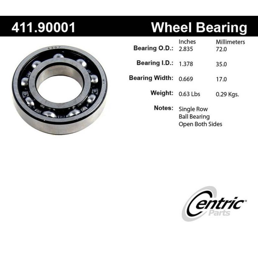 CENTRIC PARTS 411.90001 Centric Premium Axle Shaft Bearing Single Row