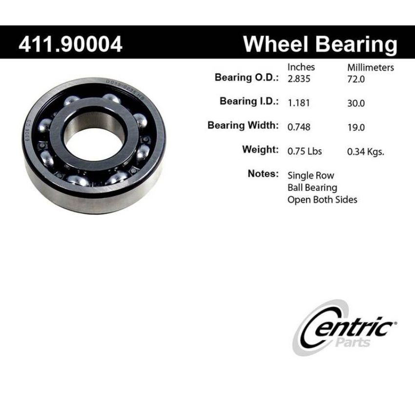 CENTRIC PARTS 411.90004 Centric Premium Axle Shaft Bearing Single Row