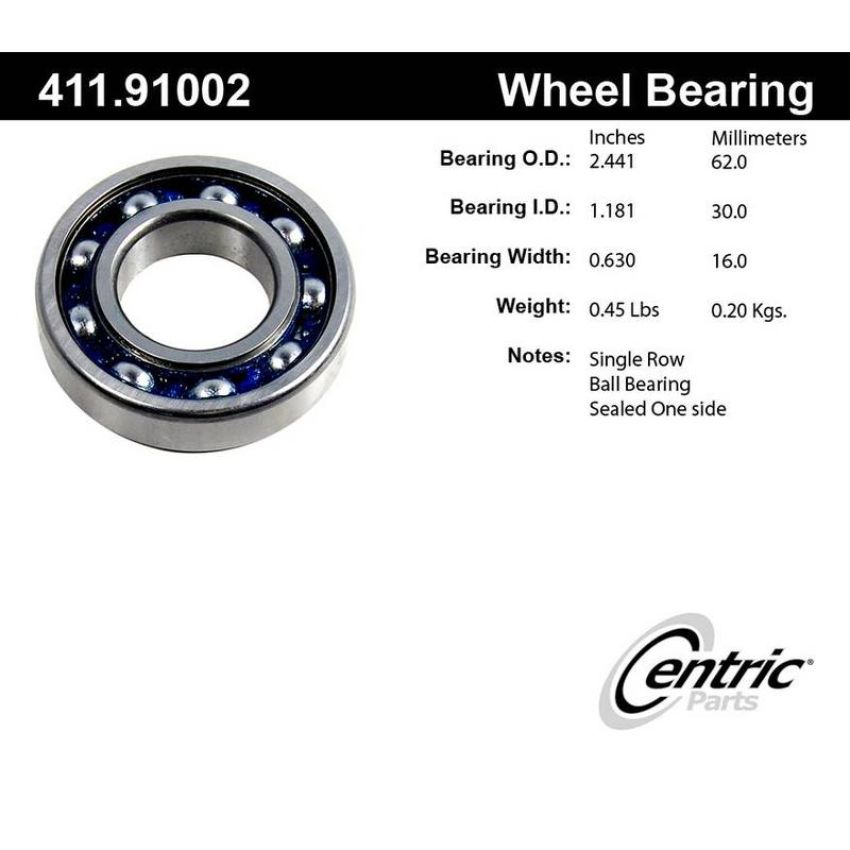 CENTRIC PARTS 411.91002E C-Tek Standard Axle Shaft Bearing Single Row