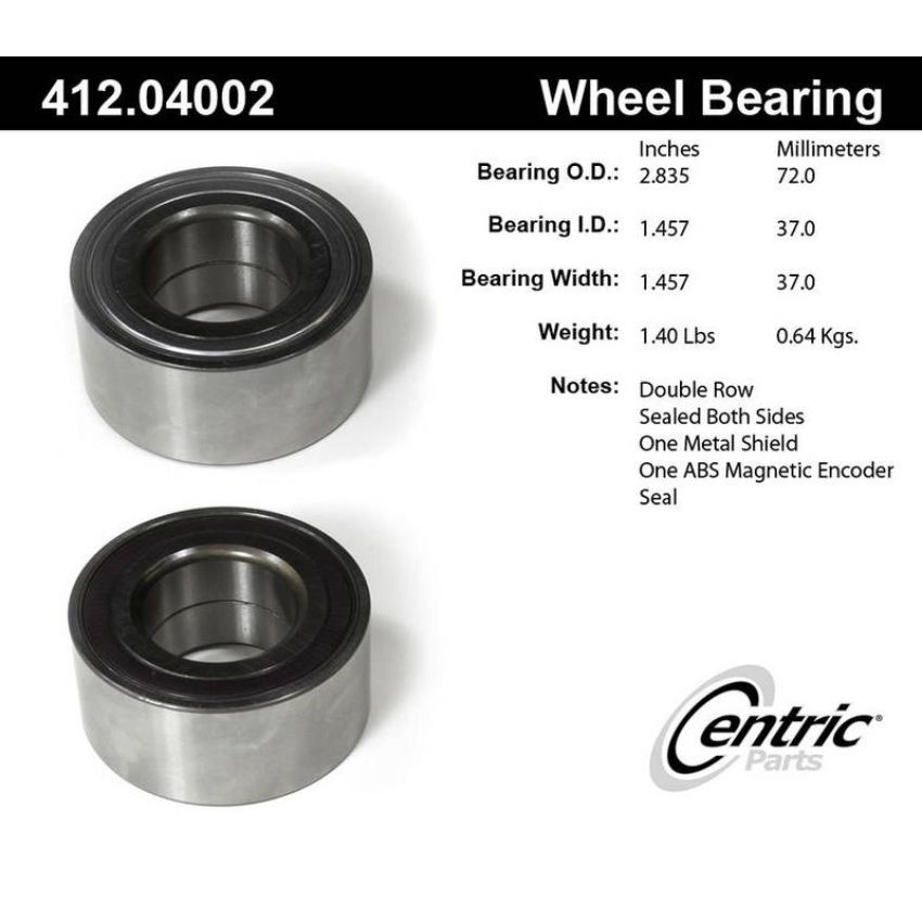 CENTRIC PARTS 412.04002 Centric Premium Double Row Wheel Bearing