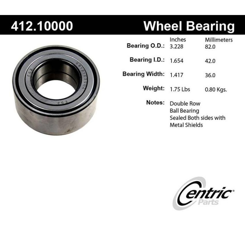 CENTRIC PARTS 412.10000 Centric Premium Double Row Wheel Bearing