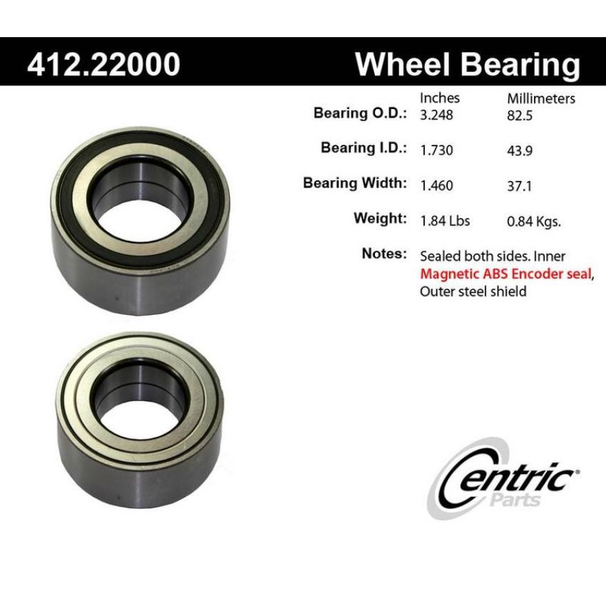 CENTRIC PARTS 412.22000E C-Tek Standard Double Row Wheel Bearing