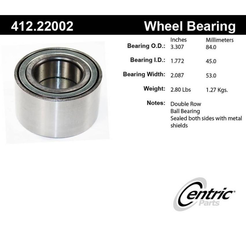 CENTRIC PARTS 412.22002 Centric Premium Double Row Wheel Bearing