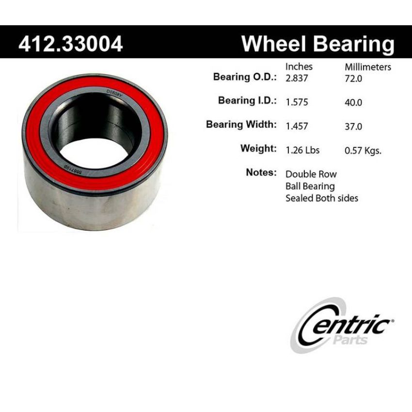 CENTRIC PARTS 412.33004E C-Tek Standard Double Row Wheel Bearing