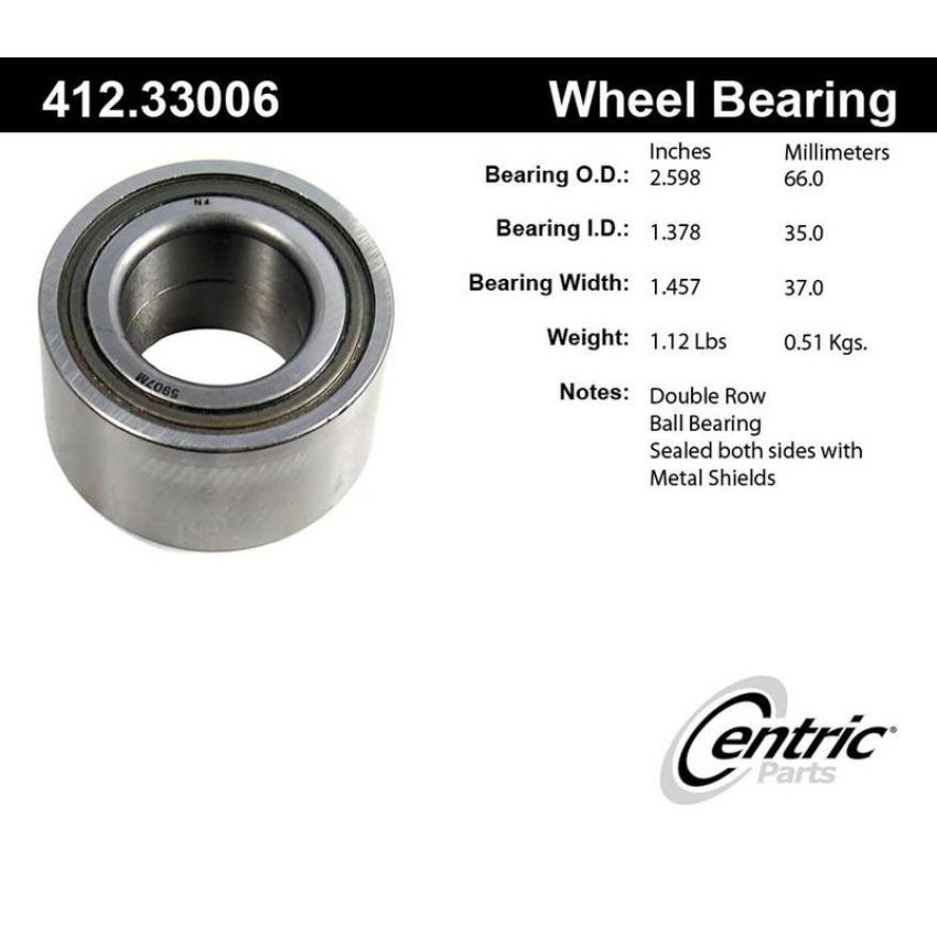 CENTRIC PARTS 412.33006E C-Tek Standard Double Row Wheel Bearing
