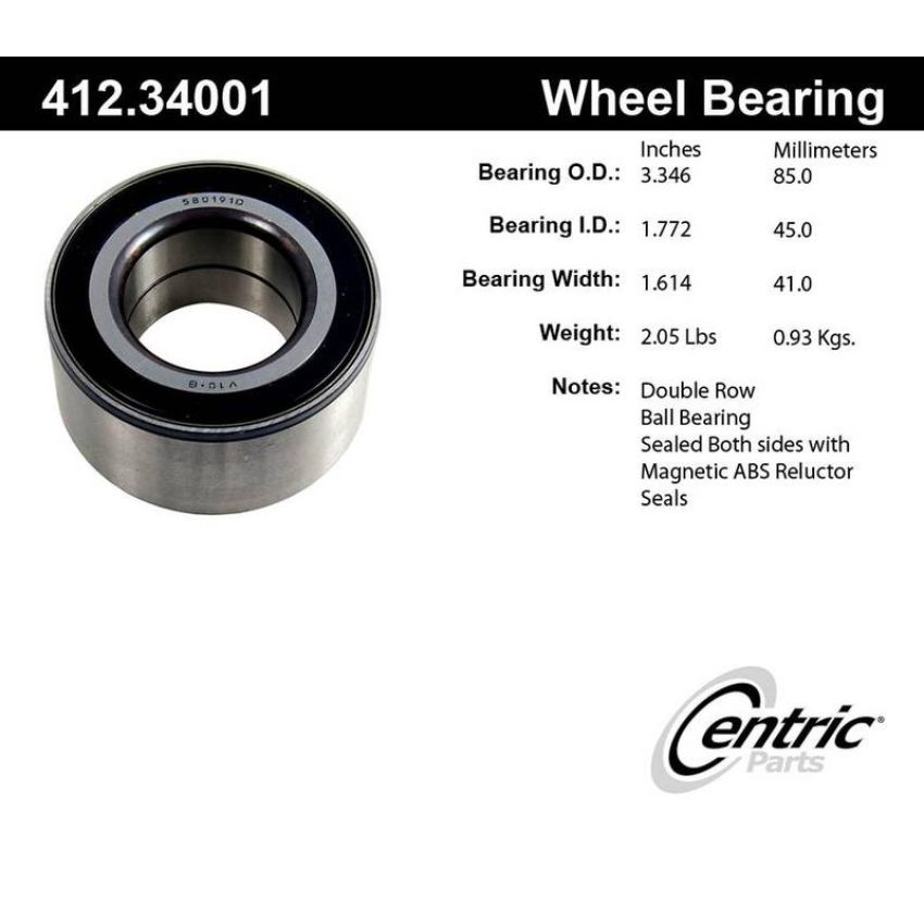 CENTRIC PARTS 412.34001E C-Tek Standard Double Row Wheel Bearing