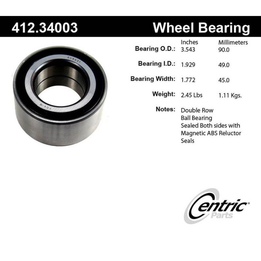 CENTRIC PARTS 412.34003 Centric Premium Double Row Wheel Bearing