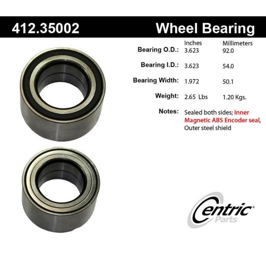 CENTRIC PARTS 412.35002 Centric Premium Double Row Wheel Bearing